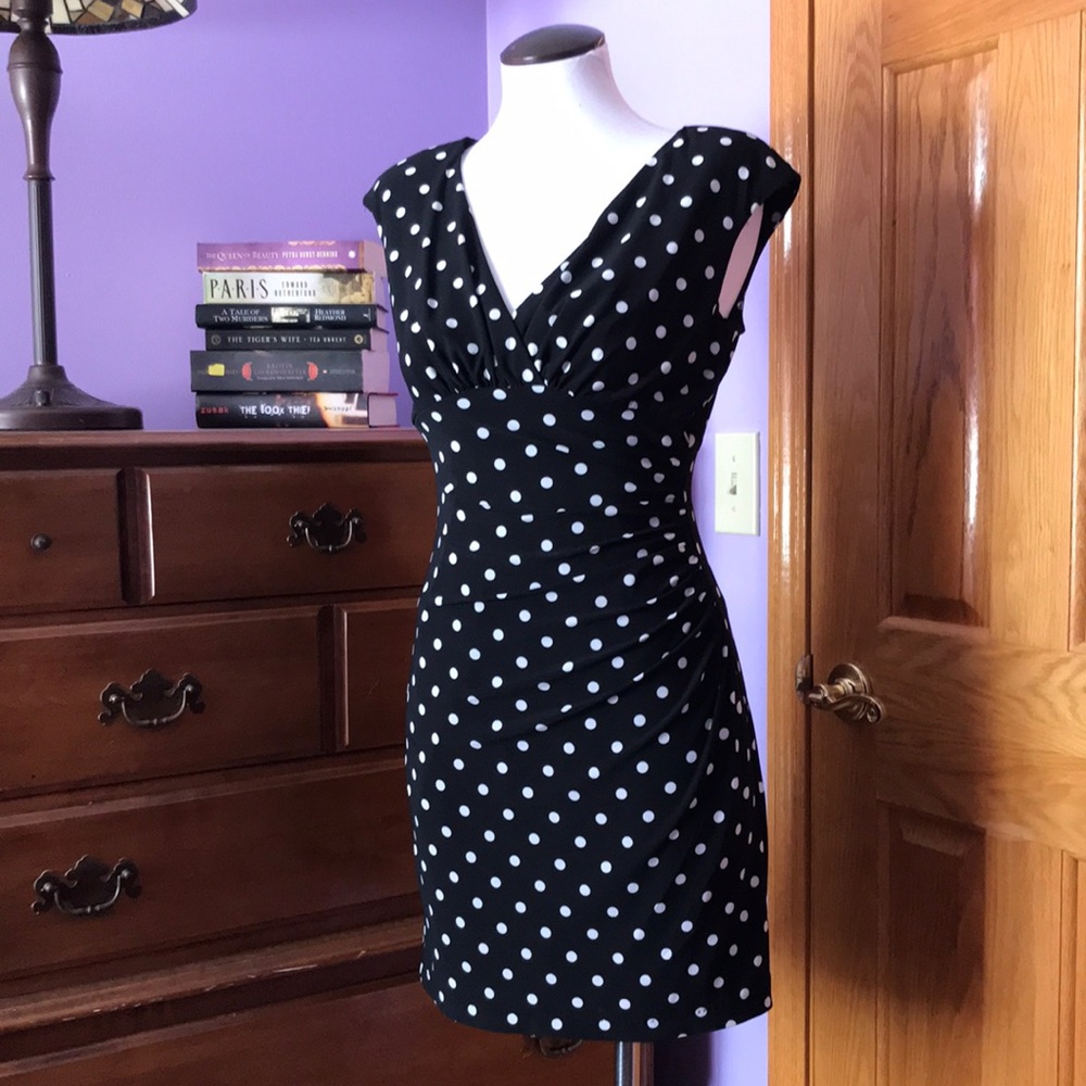 AMERICAN LIVING 🌟 Polka Dot Dress, Pin up, vintage style, size 6, sweetheart